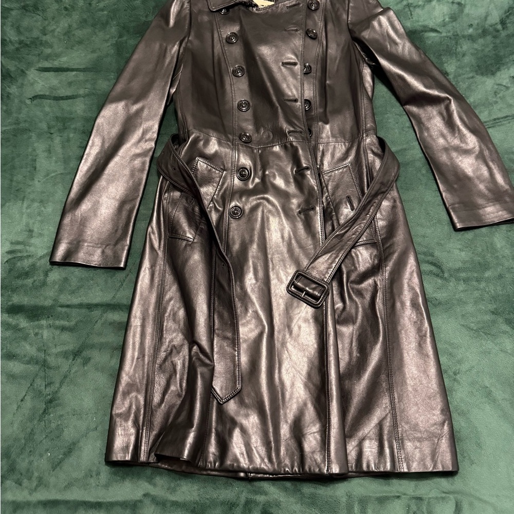 Burberry Black Lambskin Trench Coat